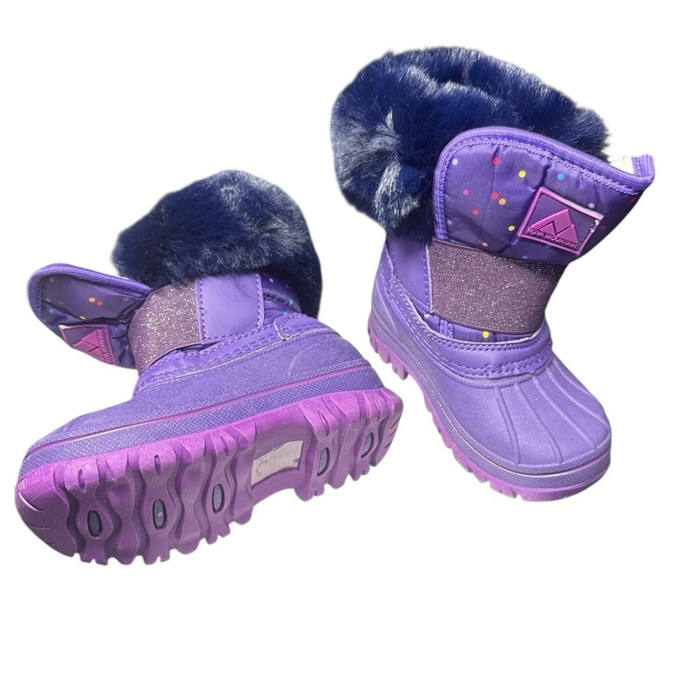 Kids Purple and Blue Winter Boots with Heart Detail | Size 7 - Picture 2 of 9